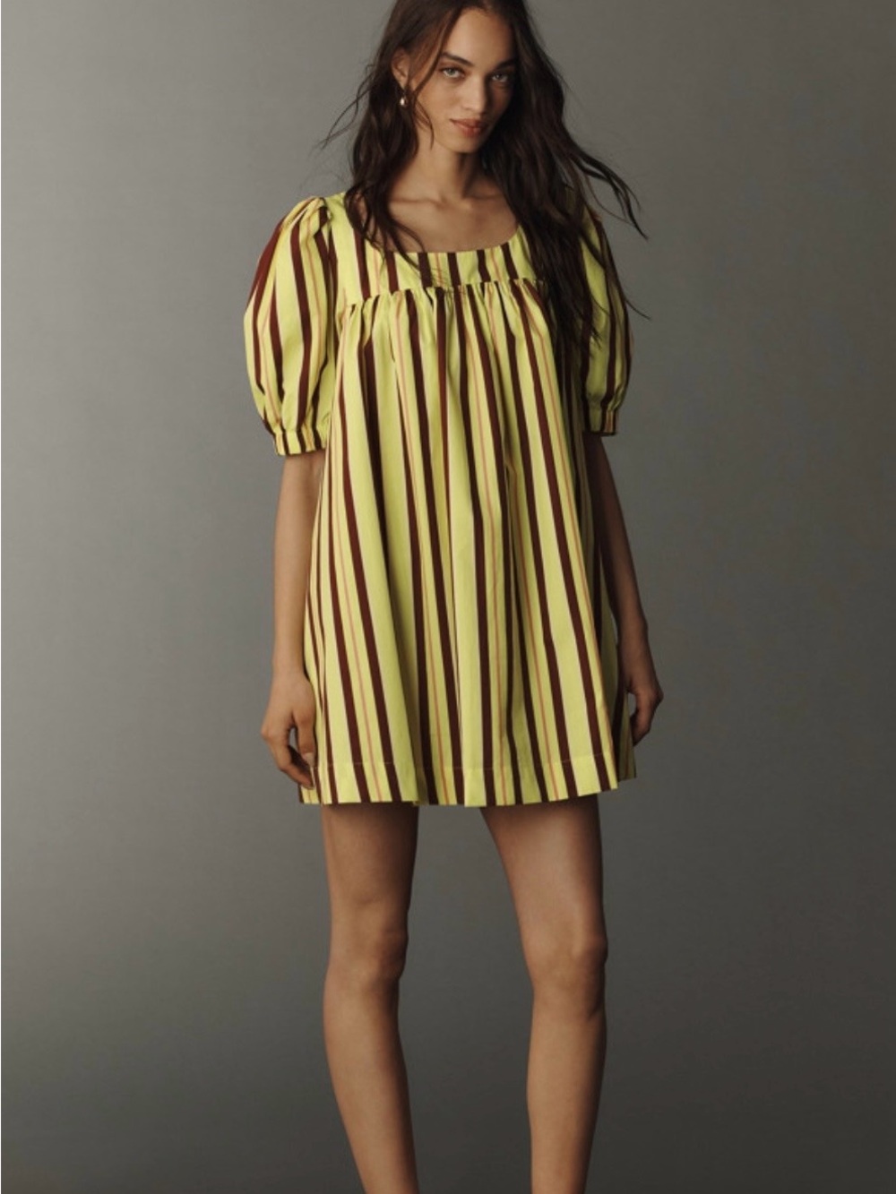 Maeve Anthropologie Square Neck Puff Sleeve Mini Dress